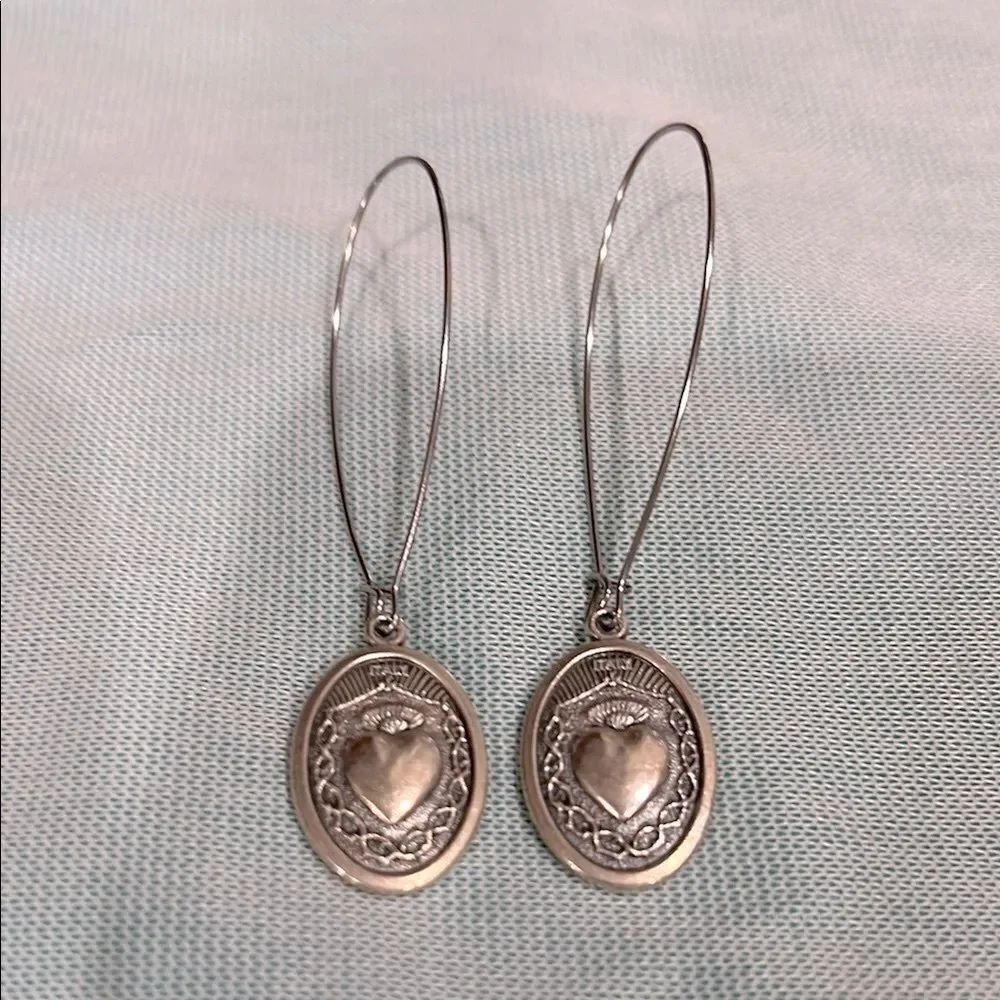 Silver Teardrop Heart Earrings